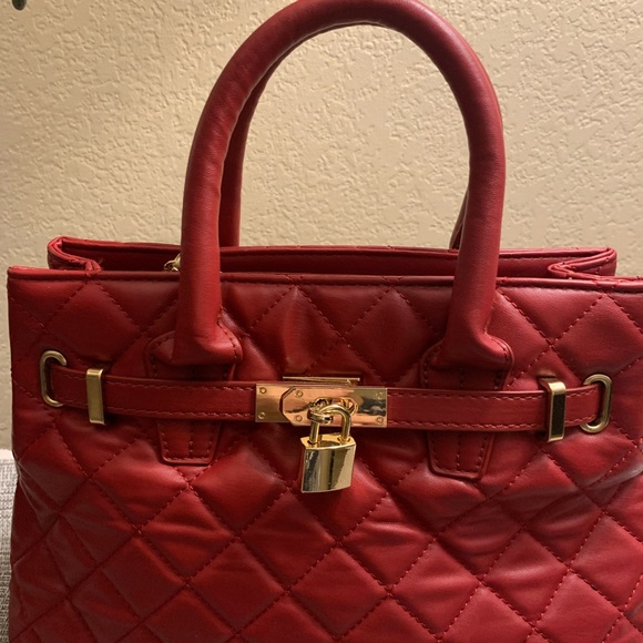 Badgley Mischka Middle Diamond Quilted Satchel Crossbody with Front Lock - Picture 7 of 9